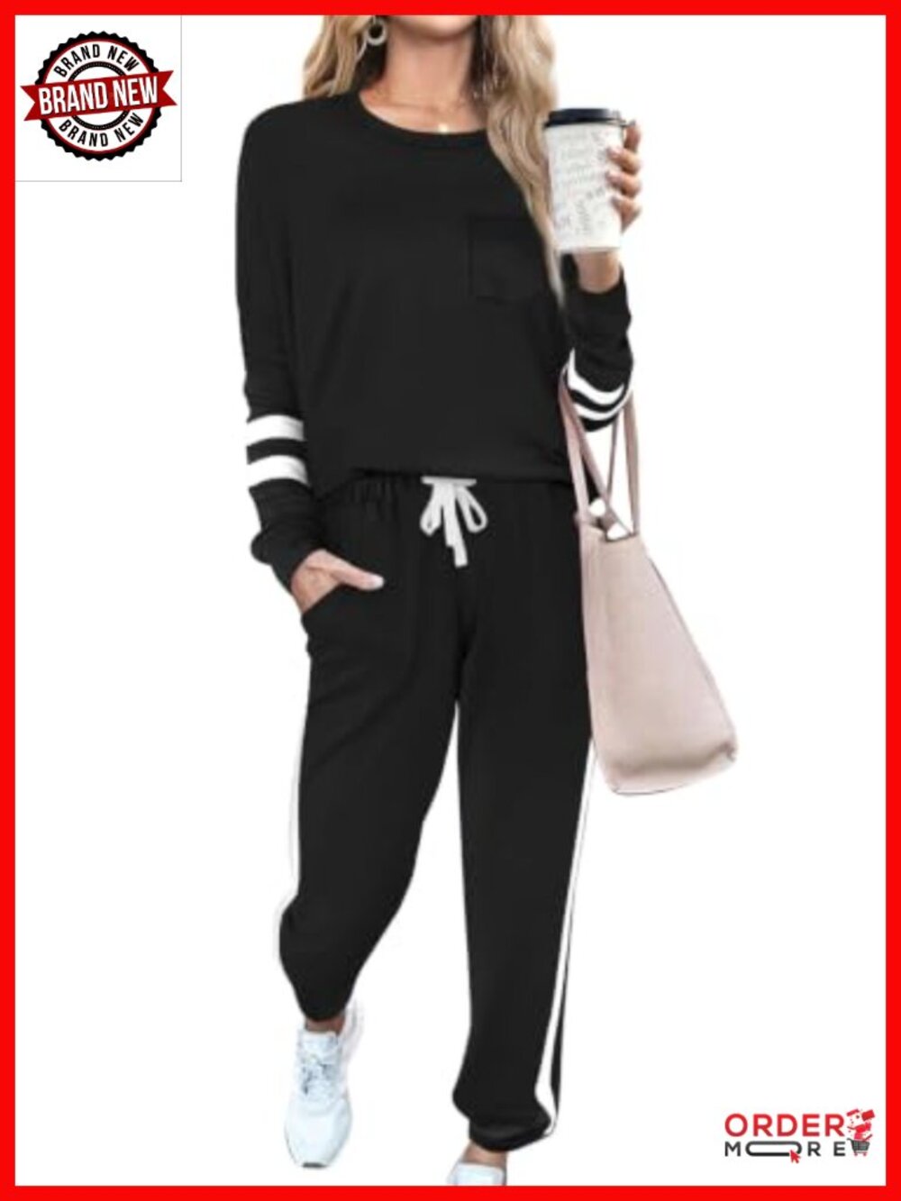 2 Piece Lounge Set Sweatsuit Crewneck Pullover Drawstring Sweatpants Soft